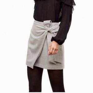 ARITZIA WILFRED Wrap-Front Skirt Light Grey Wool Cashmere Mini Skirt Sz 4